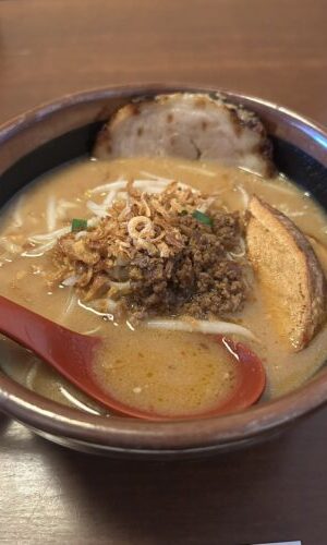 <span class="title">味噌ラーメンを食べました！</span>